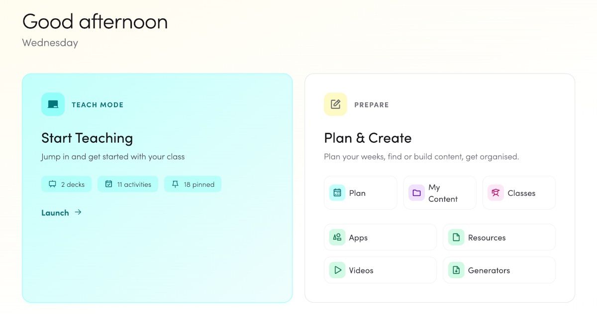 The Hive dashboard showing all teaching tools in one place